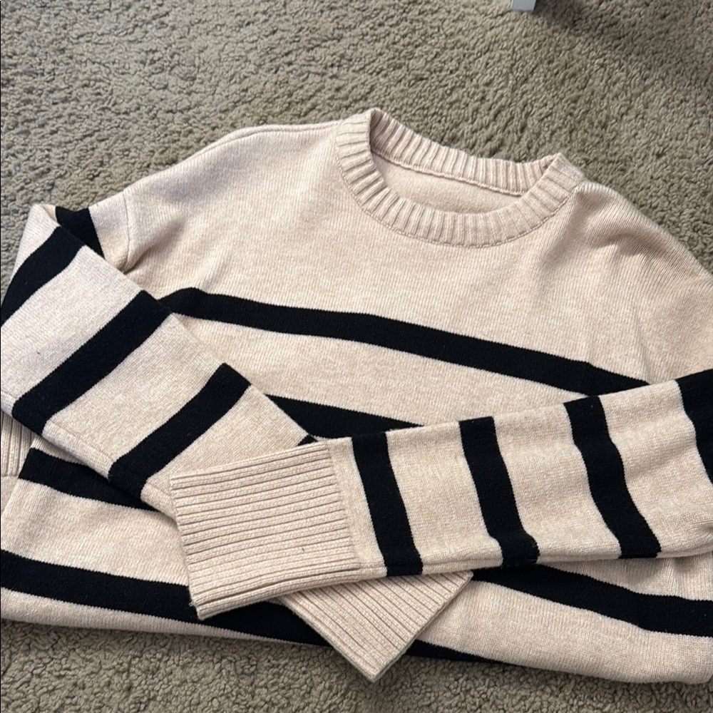 Striped Black and Cream Women's Sweater